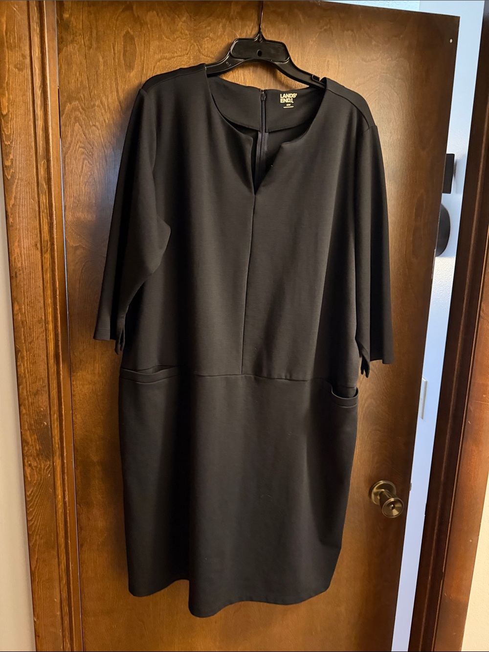 Lands' End Black Midi Shift Dress